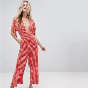Faithfull The Brand Cedric Gingham Jumpsuit Romper